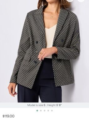 Textured Liverpool Blue and Cream Double-Breasted Blazer Jacket